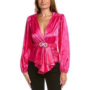 RONNY KOBO Justine Satin Belted Blouse NWOT Sz XS